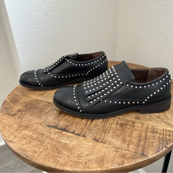 Boemos Italian Made Leather Slide-on Studded Oxfords 37 - Picture 3 of 10